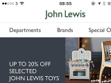 john lewis mobile app homepage